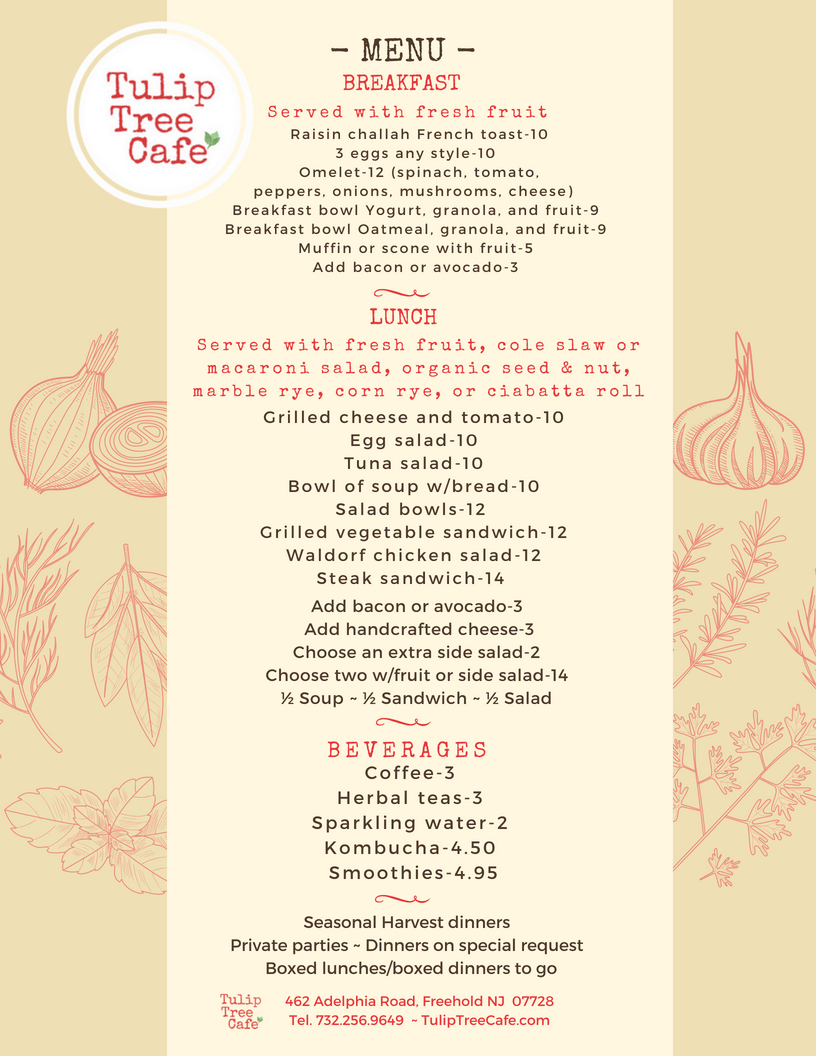 Our Menu — Tulip Tree Cafe