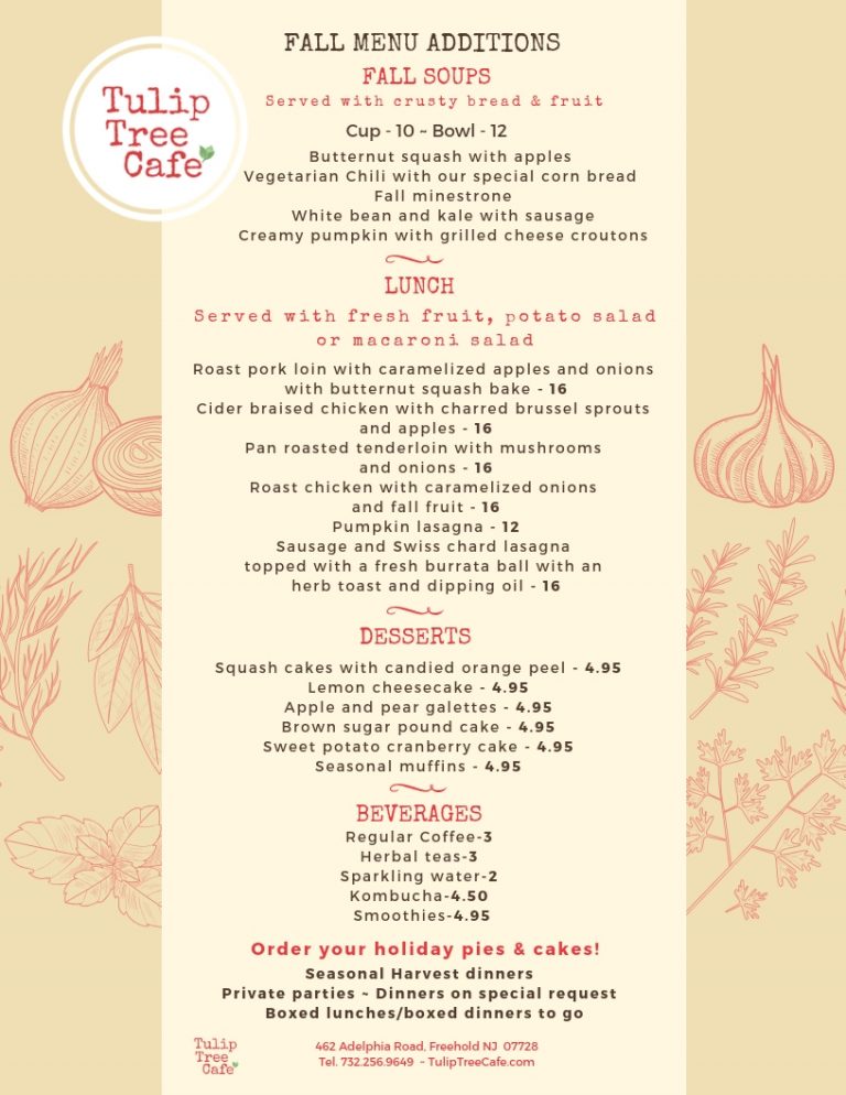 Featuring our Fall Harvest Menu — Tulip Tree Cafe